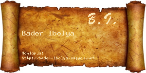 Bader Ibolya névjegykártya